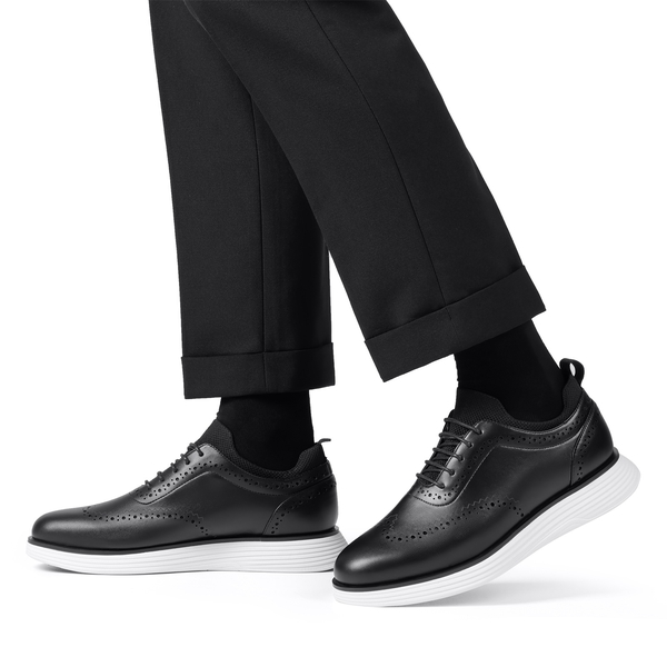 [MaxFlex SuiteCraft] Men's Casual Wingtip Dress Sneakers - BLACK - 6